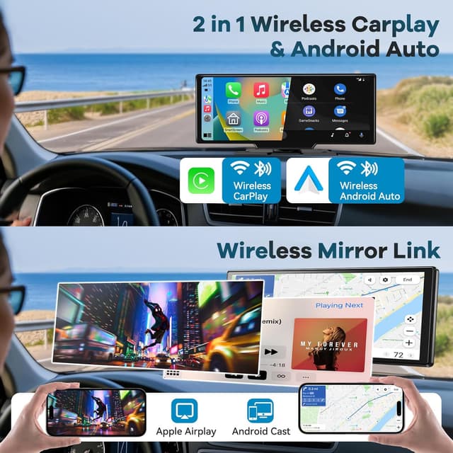 Detalle 2 de 2026 10,26-Zoll CarPlay & Android Auto Buddy Display inkl. GPS, 4K Dashcam, Rückfahrkamera und Bluetooth 5.2