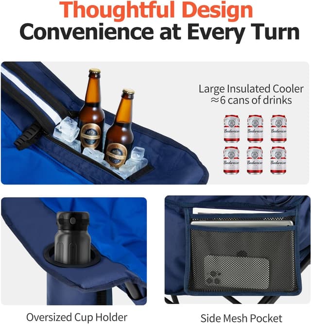 Thumbnail 4 de Overmont Oversized XL Camping Chair 37 in