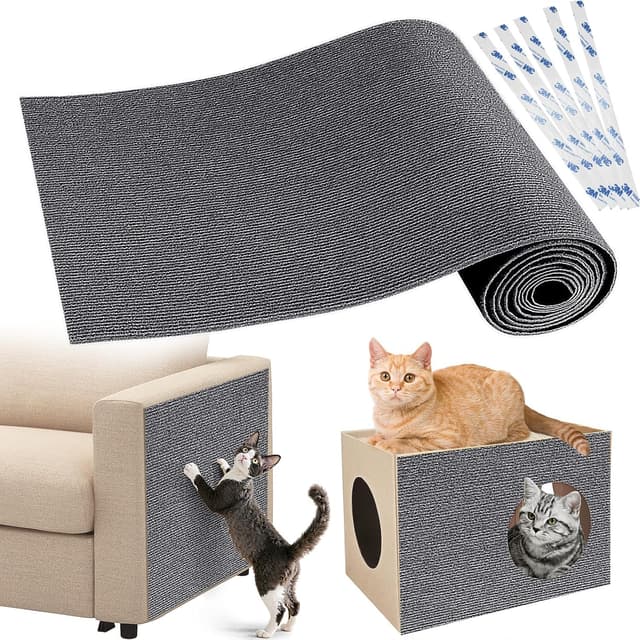 Detalle de Gimars 40×200cm thickened self-adhesive cat scratching mat (DIY cuttable) in grey