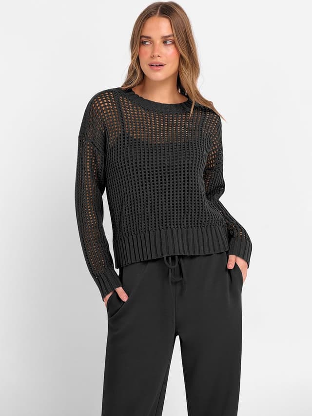 Detalle de ANRABESS Women's Crochet Sweater Set