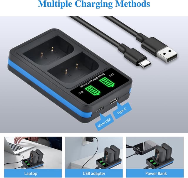 Detalle 2 de Batterie Panasonic DMW-BLK22 2600mAh, doppio caricatore