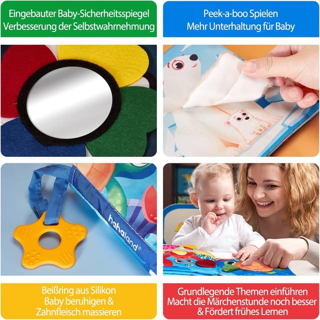 Detalle 1 de hahaland Baby Stoffbuch 2 Stück 0-6 Monate