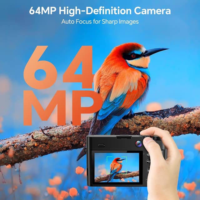 Detalle de Digital Camera 4K 64MP Vlogging Camera with 3-inch LCD, Dual Lenses and 16x Zoom