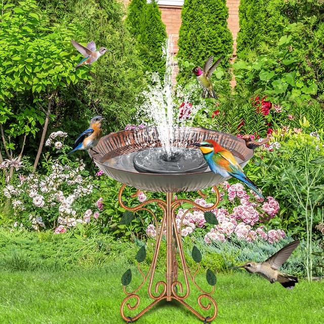 Detalle 2 de Gouisalin 13" Metal Bird Bath 18.7" Tall