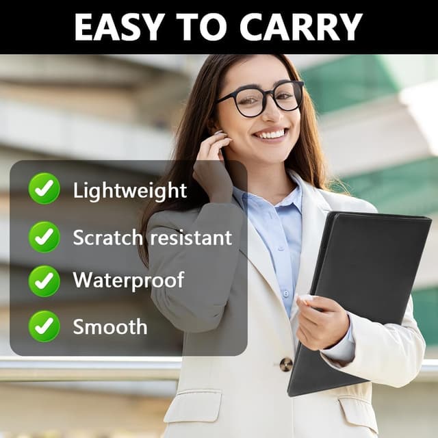 Detalle 2 de OFFCUP Porte documents A4 en cuir PU noir : conférencier avec fermoir magnétique et pochettes