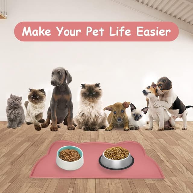Thumbnail 6 de vsshe Dogs and Cats Silicone Feeding Mat (Pink) – Non-slip, waterproof bowl mat for dogs, cats and rabbits