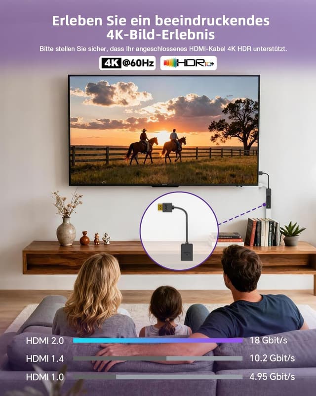 Detalle de HDMI 2.0 Verlängerungskabel 2er Set 14 cm