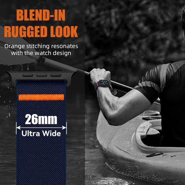 Detalle de Yoohoo cinturino in nylon regolabile per Apple Watch 44/45/46/42/49 mm (Ultra e Series, anche Uomo/Donna)
