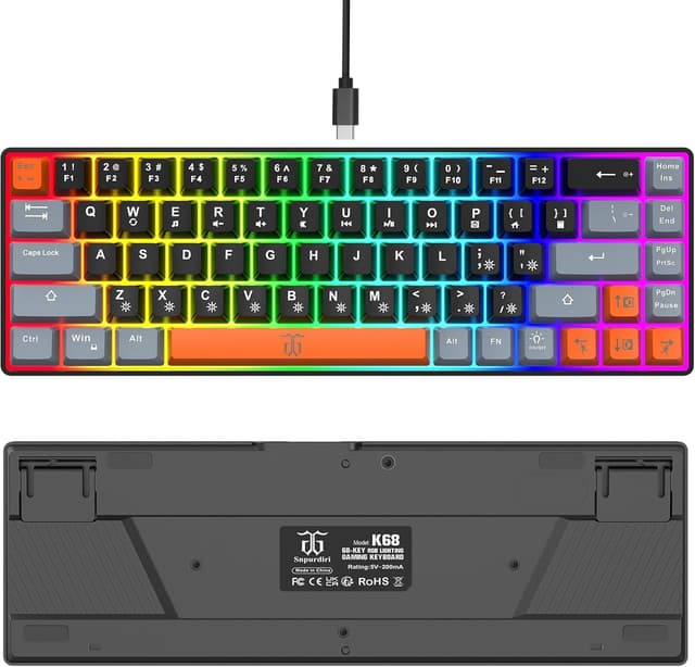 Detalle de Snpurdiri 60% Gaming-Tastatur 68 Tasten ⌨