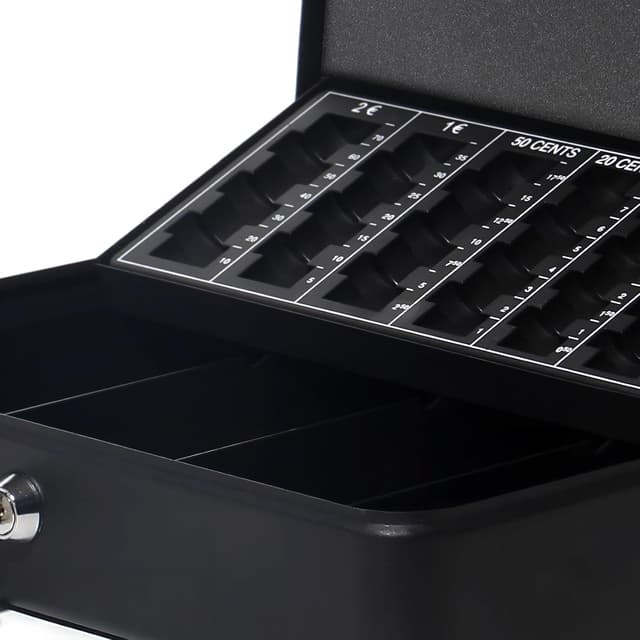 Detalle de GREELUE abschließbare Geldkassette mit Münzzählbrett, 30 × 24 × 9 cm (Schwarz)