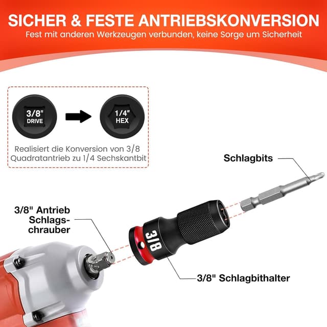 Thumbnail 3 de 2 Stück Schnellspann Schlagbit-Halter 3/8 auf 1/4 Sechskant