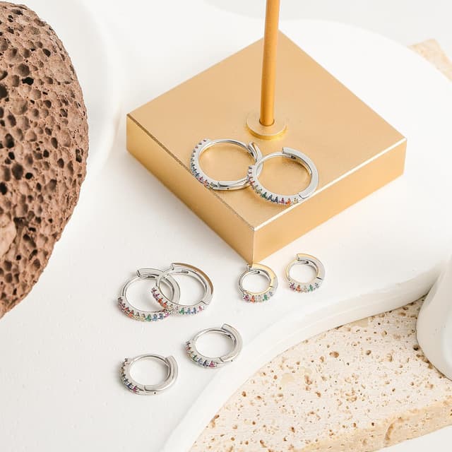 Thumbnail 6 de Nelytiya 4 Paar Creolen aus 925er Silber mit Zirkonia (7/8/9/10 mm) – hypoallergenes Set für Damen