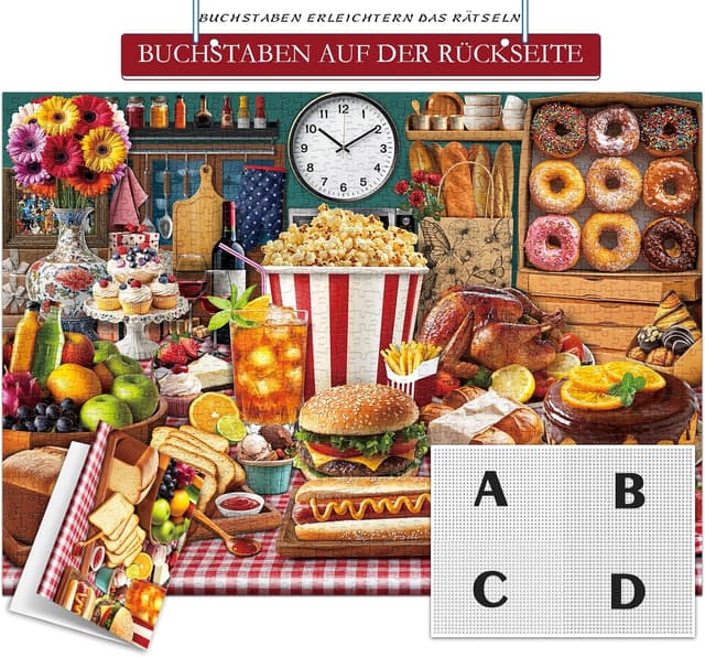 Detalle de HUADADA Puzzle 1000 Teile für Erwachsene – 70 x 50 cm, klassische Motiv-Variante ab 14 Jahren