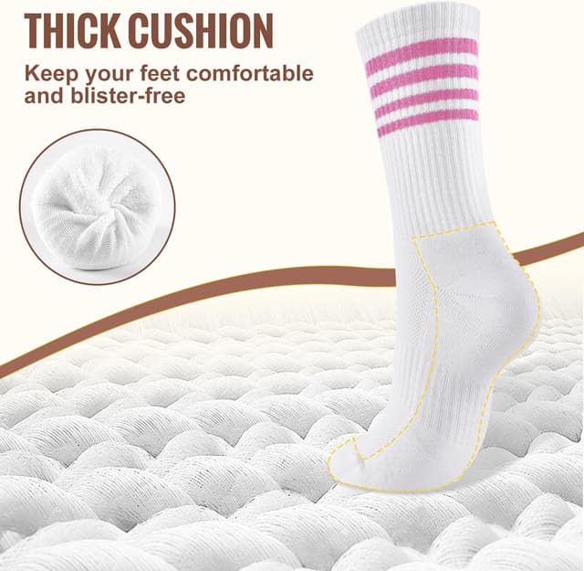 Detalle de Niorasen Calzini Tennis Donna traspiranti in cotone, 6 paia (taglie 35-38 e 39-42) con supporto e punta senza cuciture