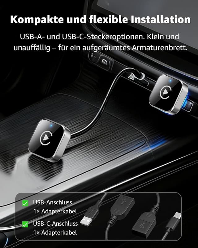 Detalle de Wireless CarPlay & Android Auto Adapter (Plug & Play, kabellos) für Autos ab 2016