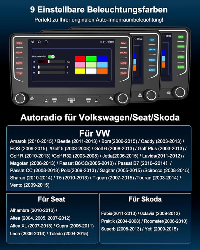Thumbnail 6 de Autoradio 2+64GB Android 14 7 Zoll für VW Golf