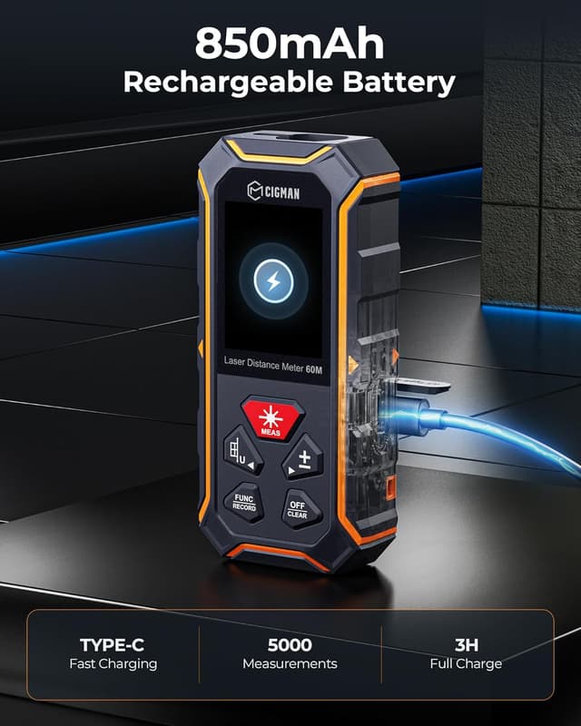 Detalle de CIGMAN CD60R 120M misuratore laser bilaterale con display IPS retroilluminato e 100 memorie