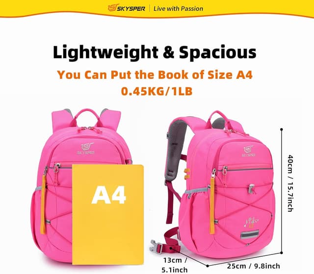 Detalle de SKYSPER Kids Backpack 12L – Lightweight school and outdoor day bag for ages 4–8