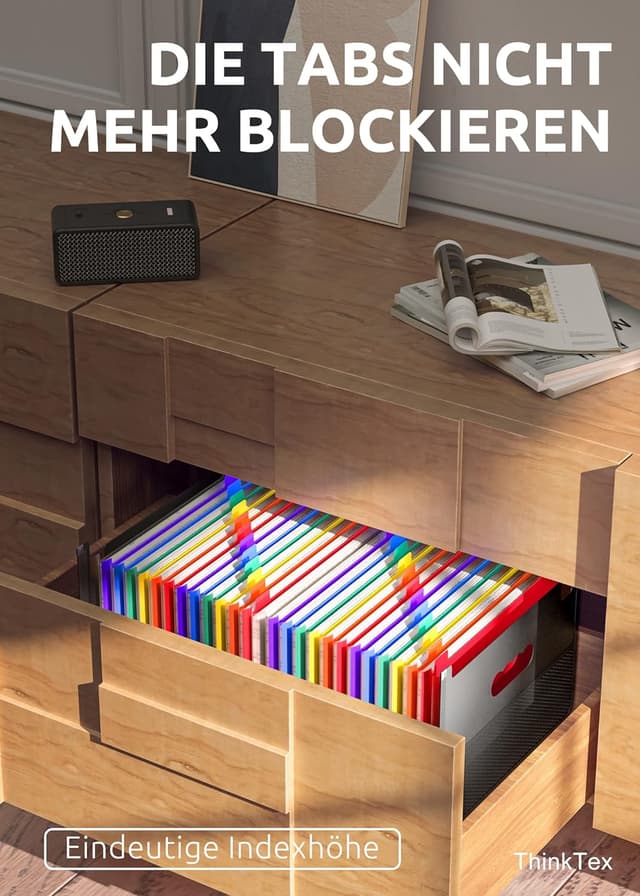 Detalle de ThinkTex Dokumentenmappe mit 26 Fächern für A4 – erweiterbarer Akten-Organizer mit farbigen Registern