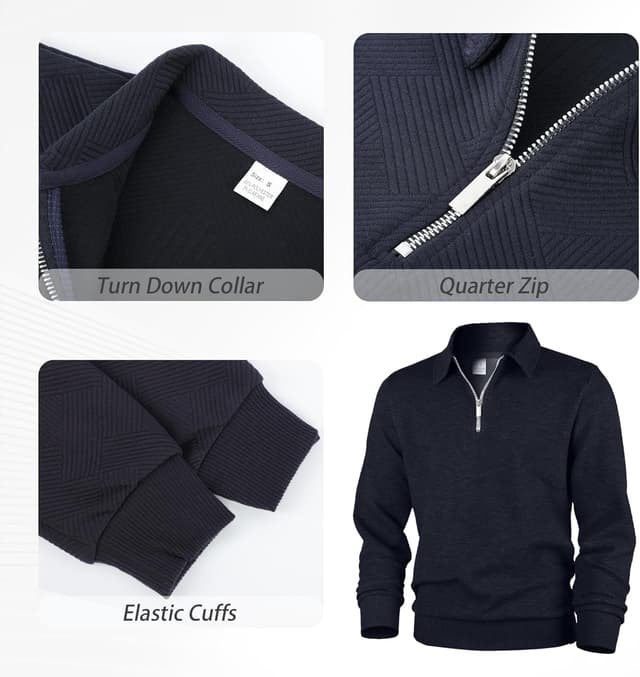 Detalle de Pull homme en tricot à col rabattu zippé 1/4 Jywmsc