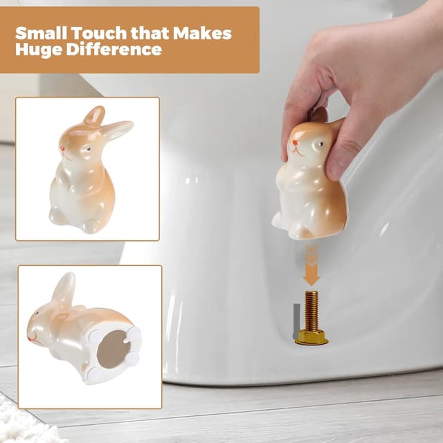 Thumbnail 1 de Bunny Ceramic Toilet Bolt Caps for Decor