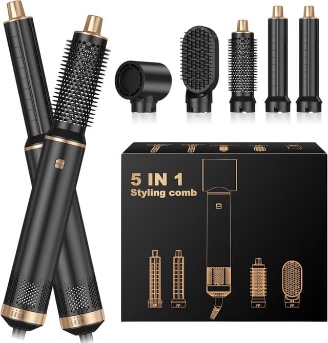 Detalle de Airbrush 5 in 1 Multi Hair Styler & Blowdry Brush Hairdryer (Hot Magic) – Black Gold