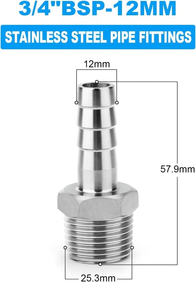 Detalle 2 de ERGAOBOY 304 Edelstahl 12 mm Barb Schlauchverbindung