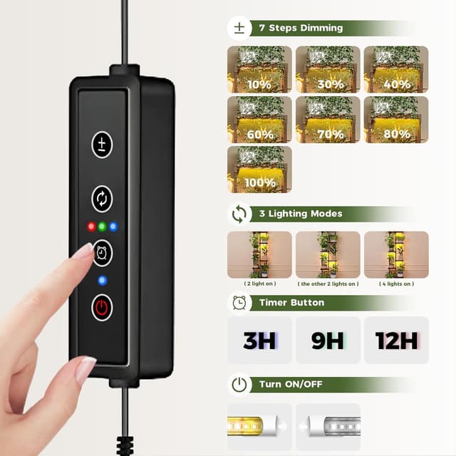 Detalle de Bamworld mensola per piante da interno a 5 livelli con luce crescente