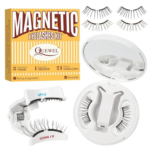 Detalle de QUEWEL magnetische Wimpern mit Applikator – weiche Magnet-Wimpern ohne Kleber (1 Paar, Soft Magnetic Set)