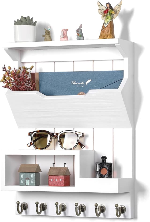 Imagen de HEKFL Pine Wood Key Holder with 6 Hooks 🗝 en OfertitasTOP