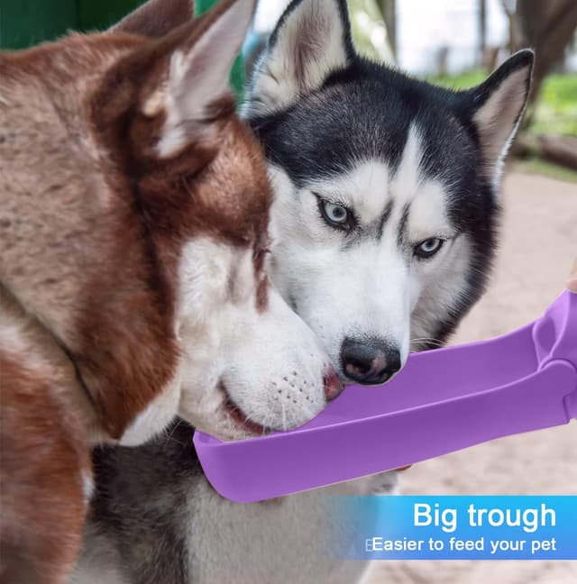 Detalle de SOICTA Portable Dog Water Bottle (Foldable) in Purple – 19OZ or 12OZ for Walking