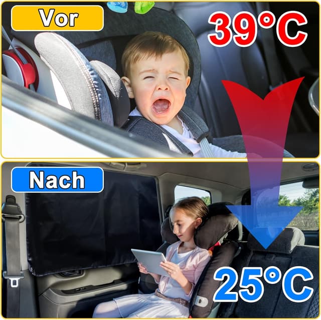 Detalle de Lechin Sonnenschutz Auto Baby Vorhang magnetisch für Seitenscheibe & Heckscheibe (2 Stück) 80×50 cm