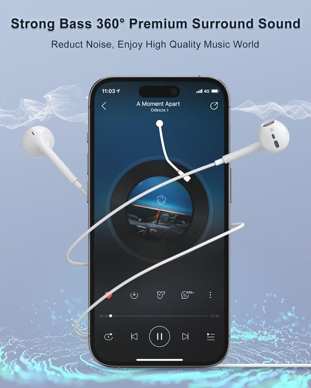 Detalle de Thecoopidea Wired Lightning Earbuds with Microphone, Volume Control & Noise-Cancelling HiFi Sound