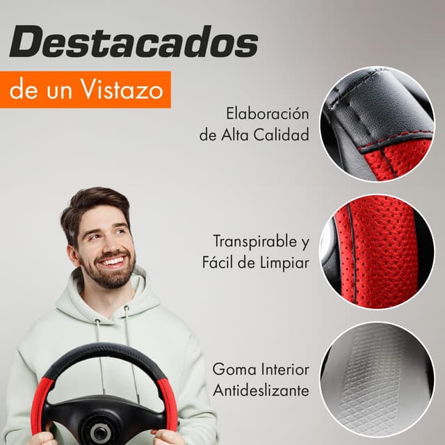 Thumbnail 2 de Upgrade4cars Funda Volante 44-46 cm negro rojo