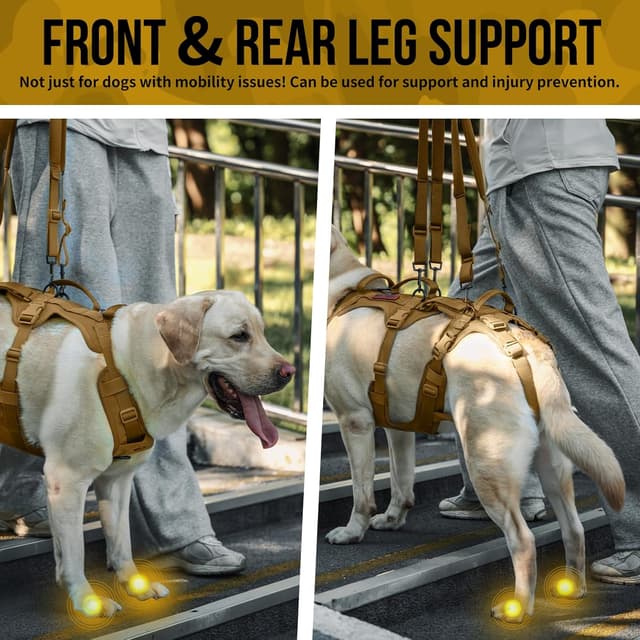 Detalle 2 de OneTigris harnais de levage pour chien âgé, tactique de transport (kaki, taille M) avec bretelles amovibles et poignées