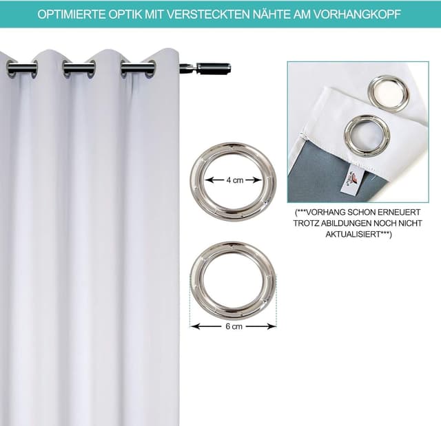 Thumbnail 4 de WOLTU Cortina Opaca Térmica con Ojales 135x175 cm Gris