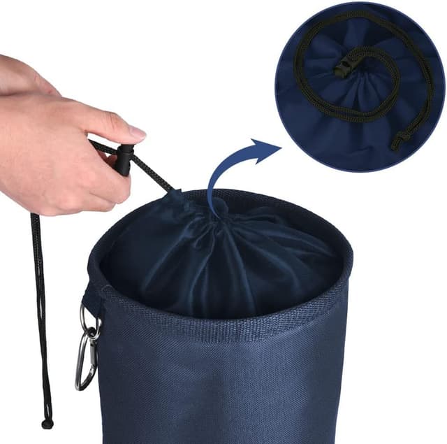 Detalle de Vicloon Borsa per mollette con gancio e chiusura a cordoncino, capacità fino a 200 mollette (blu navy)