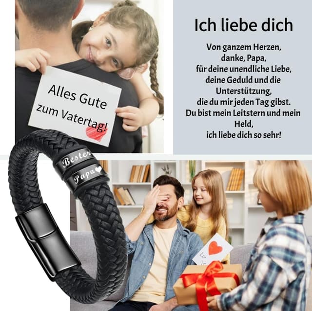 Thumbnail 6 de Gkmamrg Vatertagsgeschenk Papa Lederarmband