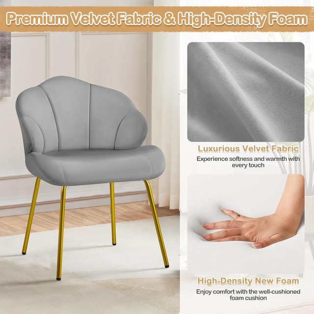 Thumbnail 6 de Yaheetech Poltrona in Velluto Shell 55 cm