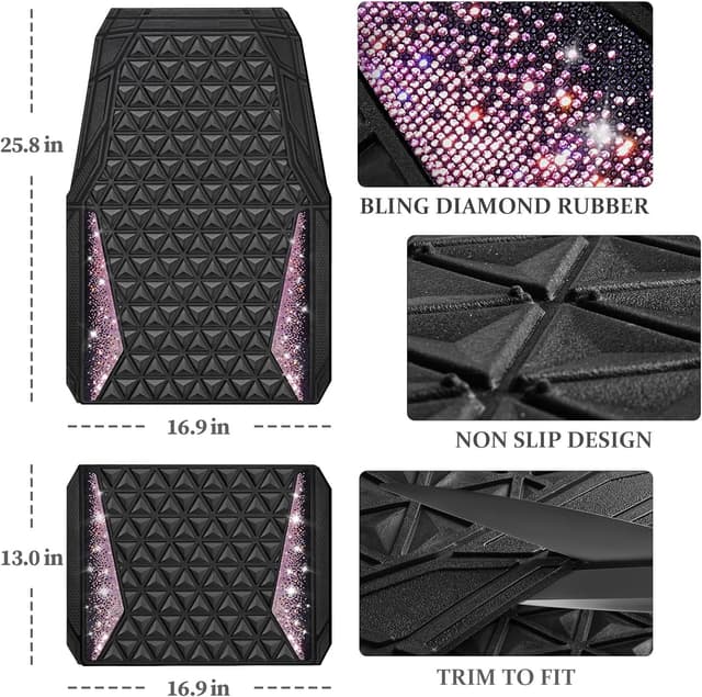 Thumbnail 3 de CAR PASS Bling Rubber Car Mats, Universal 1