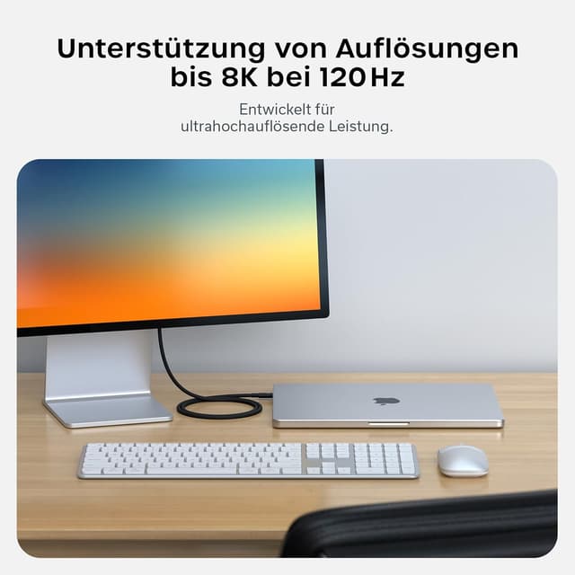 Detalle de SATECHI zertifiziertes Thunderbolt-5 Kabel (240W PD) – 120 Gb/s, Dual 8K/60 Hz & Triple 4K/144 Hz
