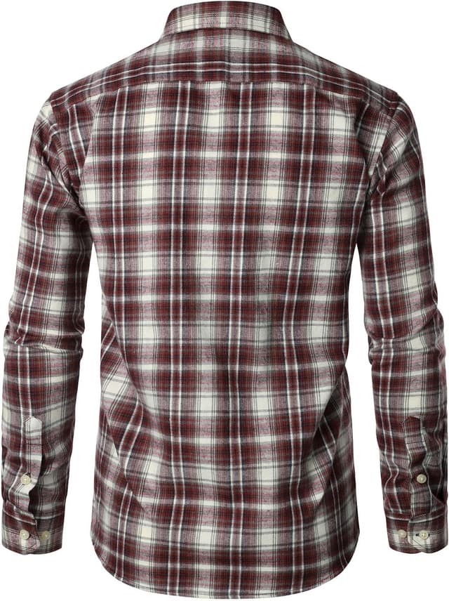 Detalle 2 de PARKLEES Men’s Casual Regular Fit Checked Flannel Button-Up Shirt with Pockets