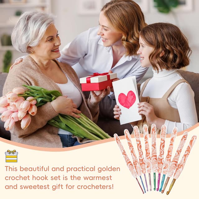 Thumbnail 6 de Reessy Golden Crochet Hooks Set 2.0–6.0mm