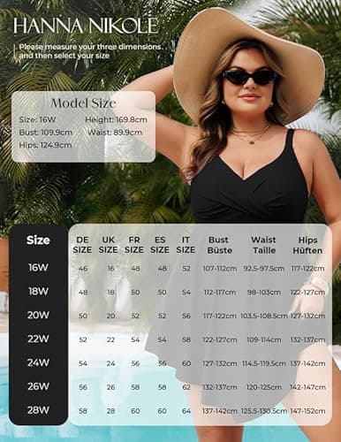 Detalle 2 de Hanna Nikole Damen Badeanzug große Größen mit Bauchweg-Effekt, Push-up & integriertem Badeshorts