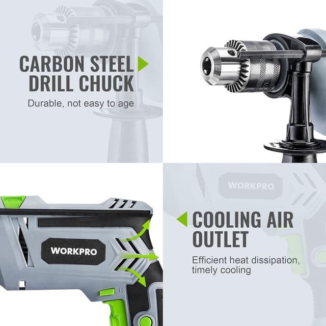 Thumbnail 6 de WORKPRO Trapano a Percussione 850 W con impugnatura girevole 360° (mandrino 2–13 mm)