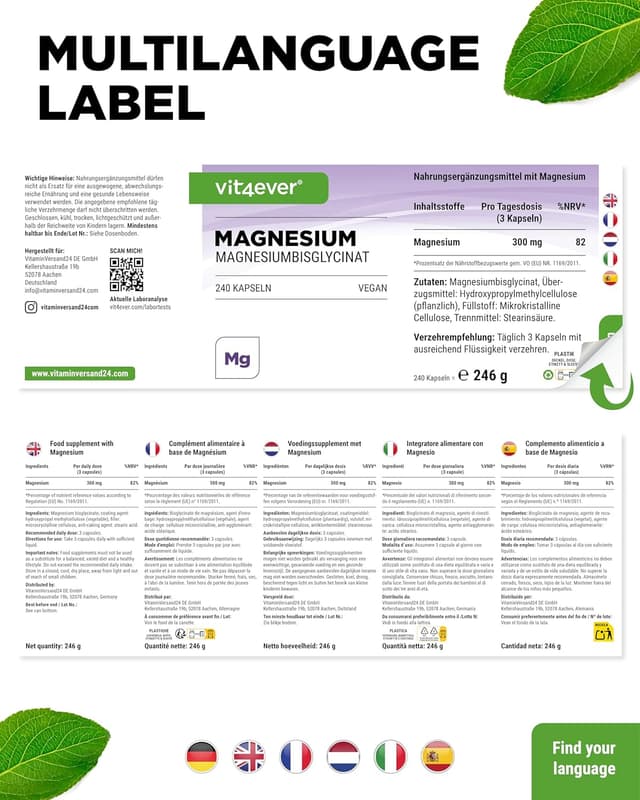 Thumbnail 5 de vit4ever Magnesiumbisglycinat 300 mg