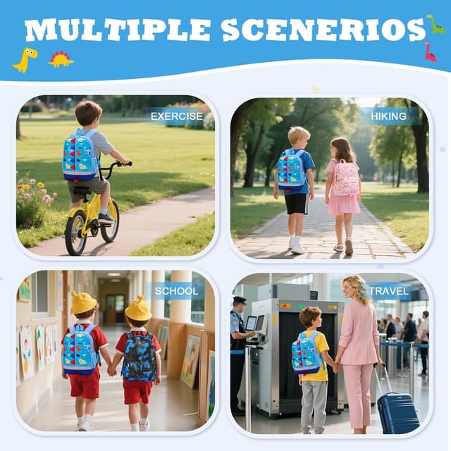 Thumbnail 6 de Aucuu sac à dos enfant maternelle dinosaure – léger et imperméable pour école, sorties et voyage