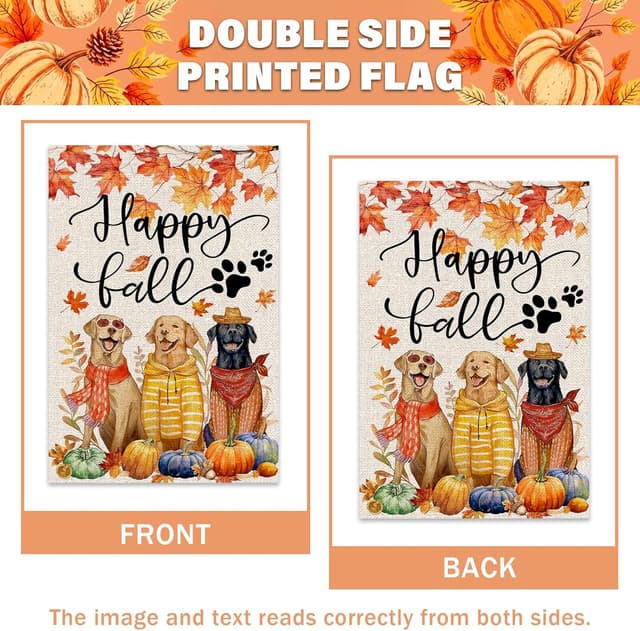 Thumbnail 4 de FUYUCHEN Happy Fall Dogs House Flag 28x40 inches 🏳