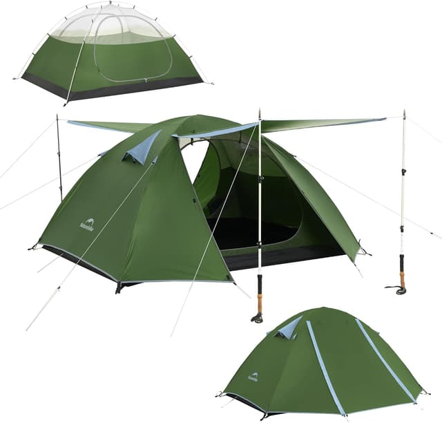 Detalle de Naturehike Bleik tenda a cupola ultraleggera per 2-3 persone (2 tende) per trekking, campeggio e ciclismo