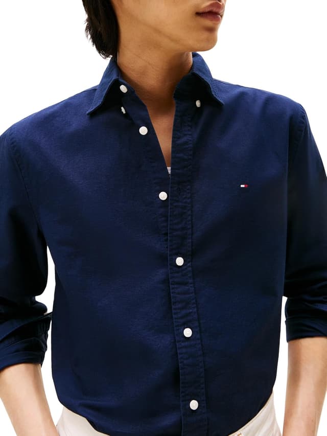 Detalle de Tommy Hilfiger Chemise homme Oxford manches longues à col boutonné